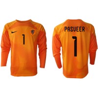 Camisa de time de futebol Holanda Remko Pasveer #1 Goleiro Replicas 2º Equipamento Mundo 2022 Manga Comprida